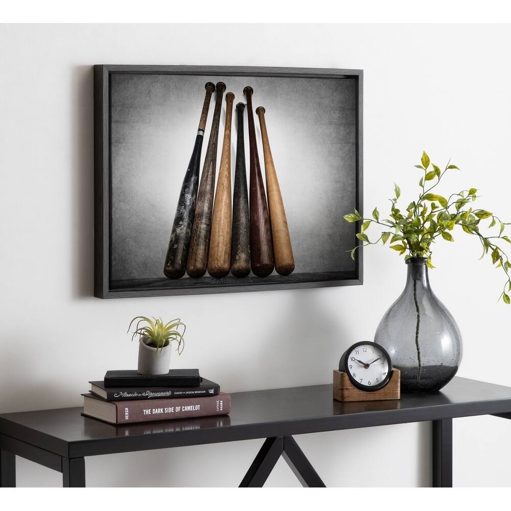 DesignOvation Sylvie Baseball Bats Framed Canvas by Shawn St. Peter