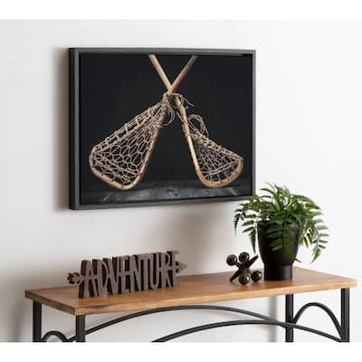 DesignOvation Sylvie Lacrosse Sticks Framed Canvas by Shawn St. Peter