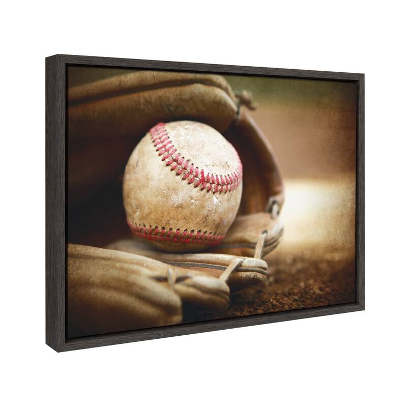 DesignOvation Sylvie Baseball Glove Framed Canvas by Shawn St. Peter