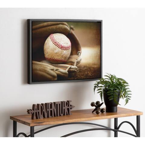 DesignOvation Sylvie Baseball Glove Framed Canvas by Shawn St. Peter
