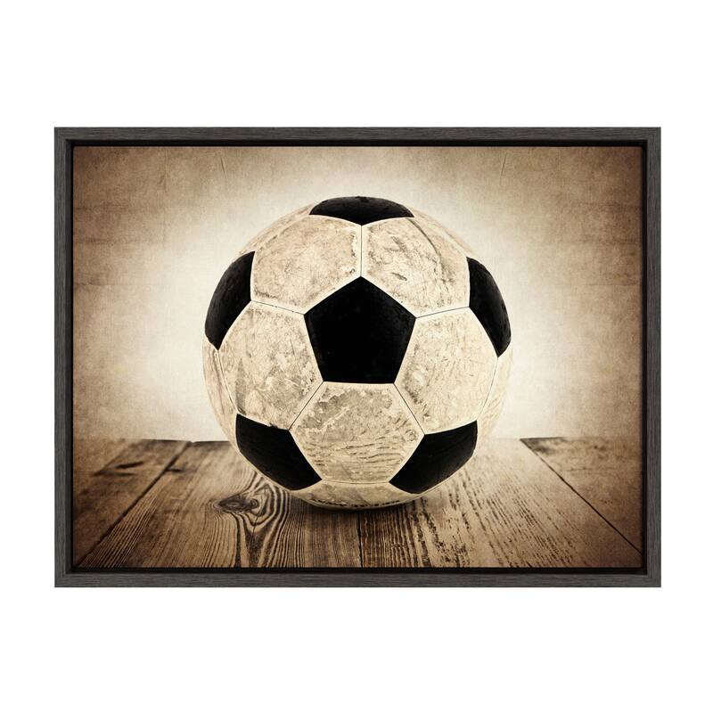 DesignOvation Sylvie Soccer On Wood Framed Canvas By Shawn St. Peter - 18x24 - Plastic - Grey