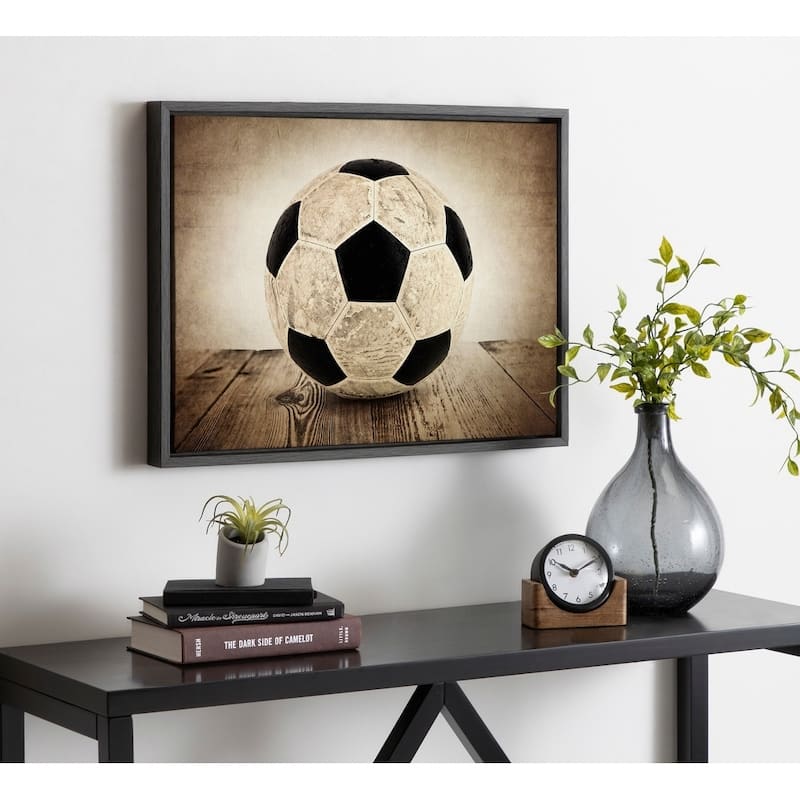 DesignOvation Sylvie Soccer On Wood Framed Canvas By Shawn St. Peter