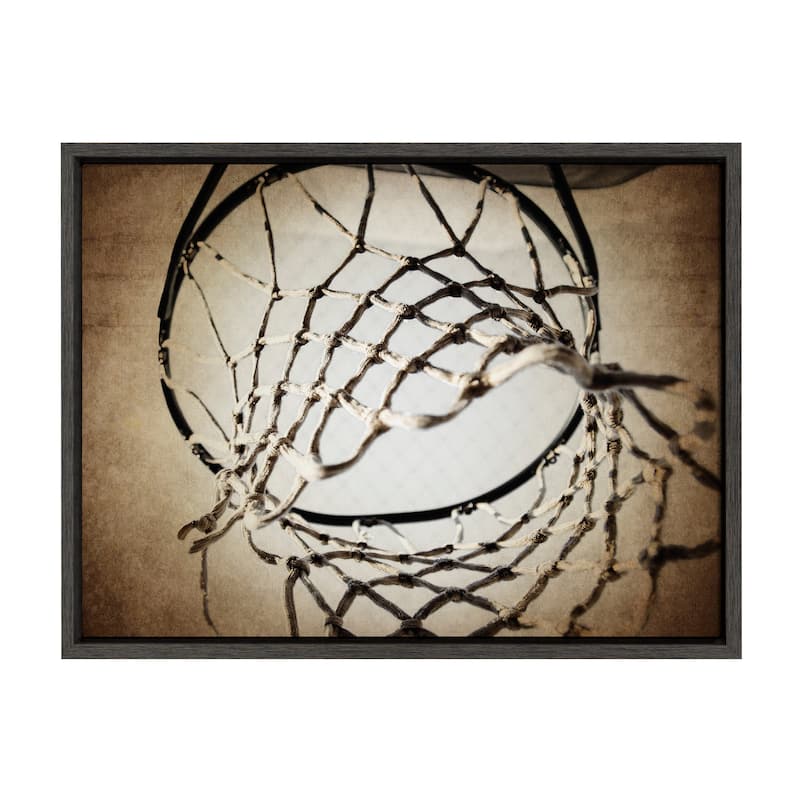 DesignOvation Sylvie Basketball Net Canvas Wall Art by Shawn St. Peter - 18x24 - Plastic - Grey
