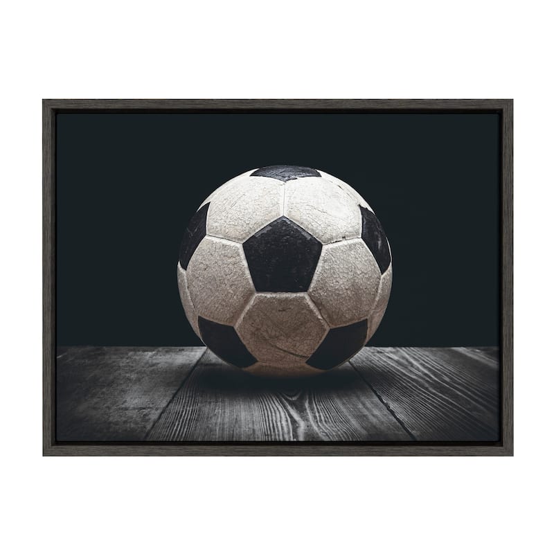 DesignOvation Sylvie Soccer Ball Framed Canvas by Shawn St. Peter - 18x24 - Plastic - Grey