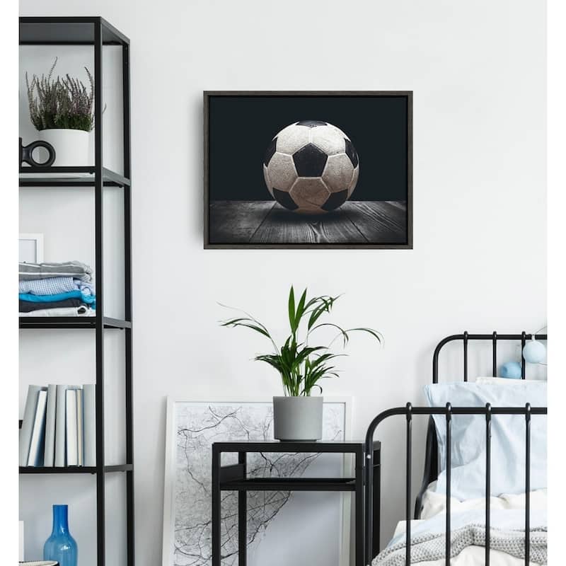 DesignOvation Sylvie Soccer Ball Framed Canvas by Shawn St. Peter