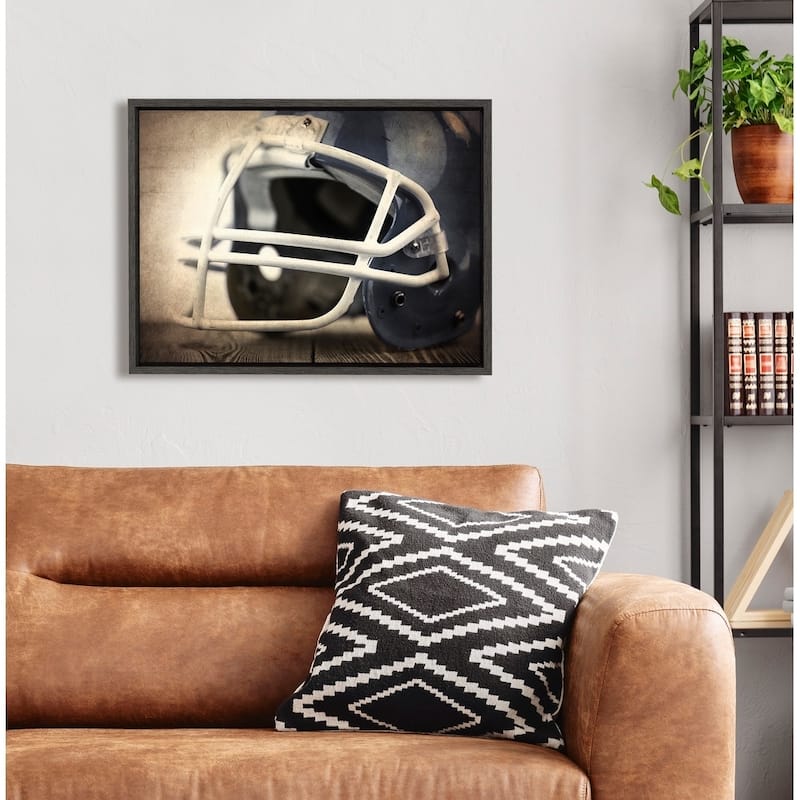 DesignOvation Sylvie Football Helmet Framed Canvas by Shawn St. Peter