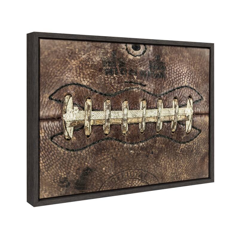 DesignOvation Sylvie Football Laces Framed Canvas by Shawn St. Peter