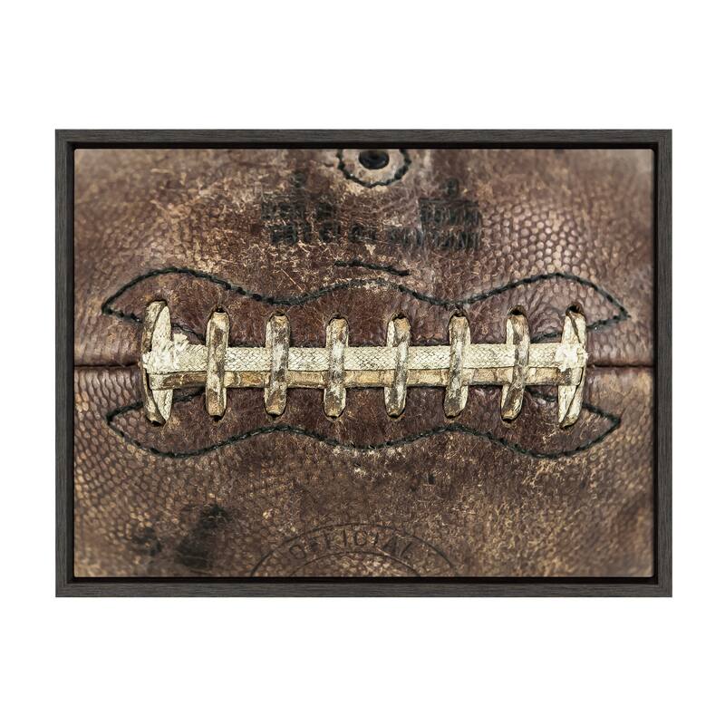 DesignOvation Sylvie Football Laces Framed Canvas by Shawn St. Peter - 18x24 - Plastic - Grey