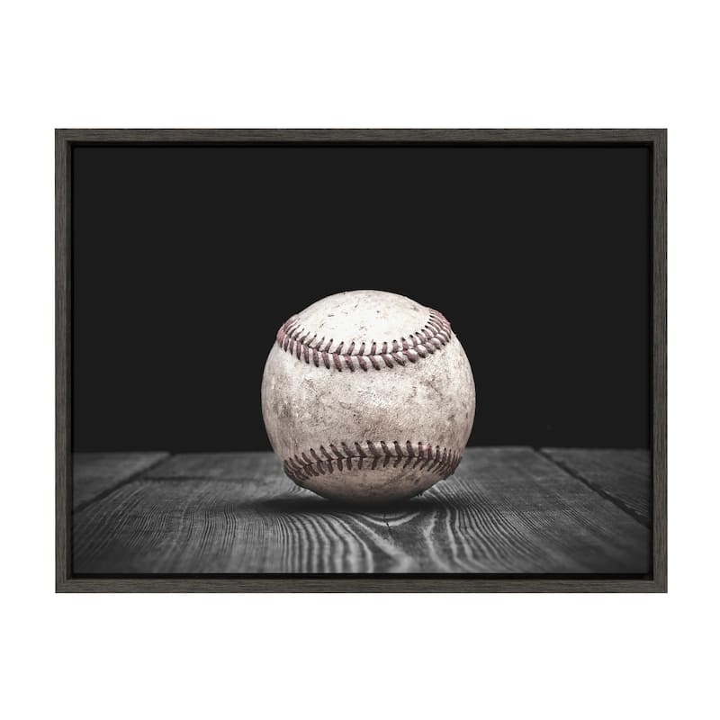 DesignOvation Sylvie Baseball Framed Canvas by Shawn St. Peter - 18x24 - Plastic - Grey