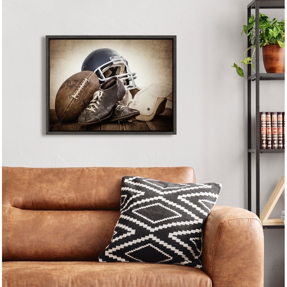 DesignOvation Sylvie Vintage Football Gear Canvas by Shawn St. Peter