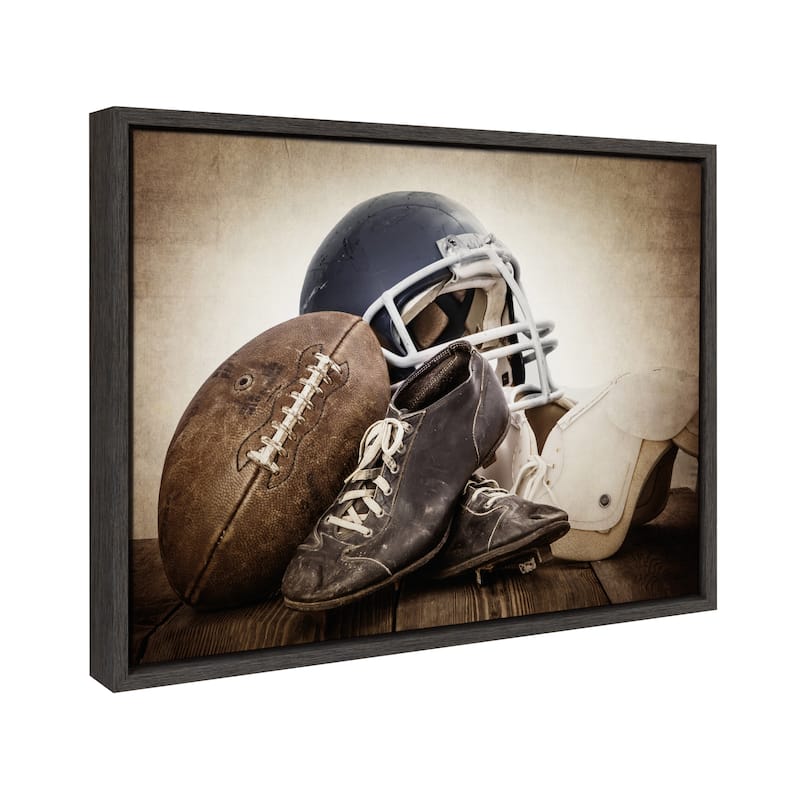 DesignOvation Sylvie Vintage Football Gear Canvas by Shawn St. Peter