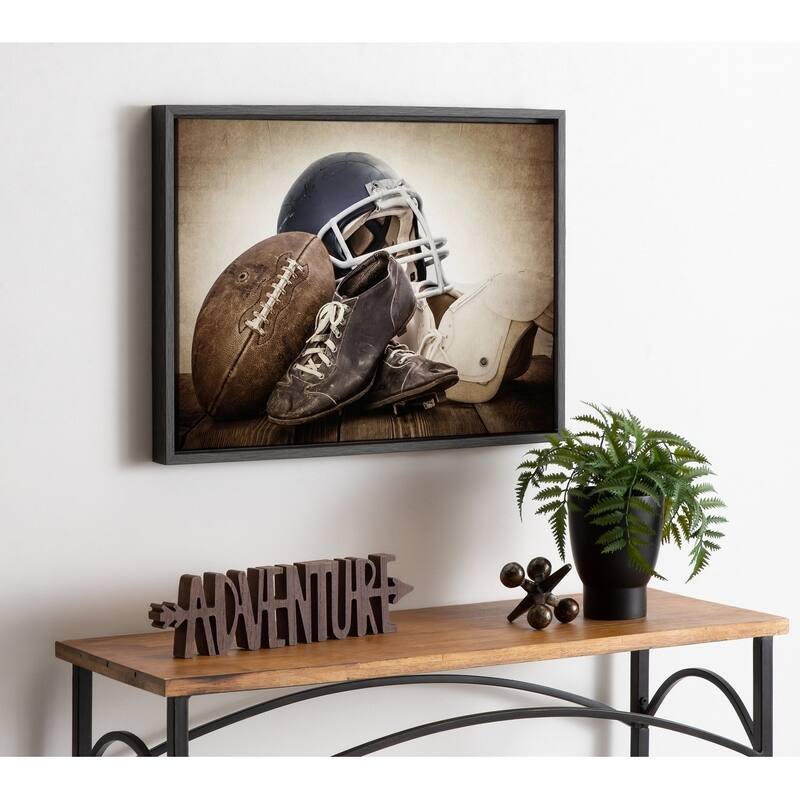 DesignOvation Sylvie Vintage Football Gear Canvas by Shawn St. Peter