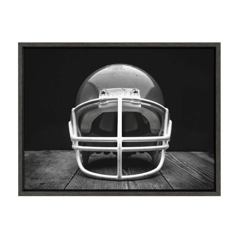 DesignOvation Sylvie Vintage Football Helmet Canvas By Shawn St. Peter - 18x24 - Plastic - Grey