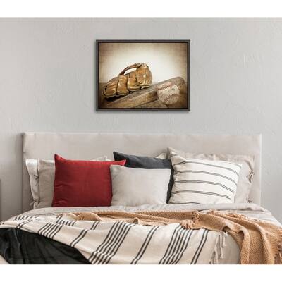 DesignOvation Sylvie Baseball Glove And Bat Canvas by Shawn St. Peter