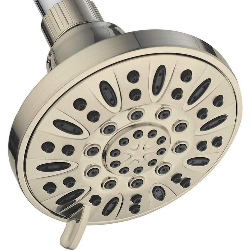 AquaDance Brushed Nickel High Pressure 6 Setting 4 inch Shower Head - Gold