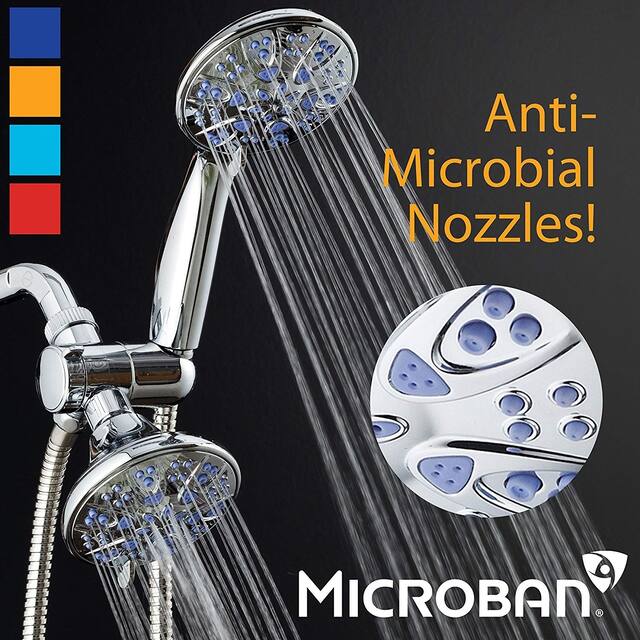 Microban Antimicrobial Multi-Setting Shower Head Combo Sunset Blue - Silver