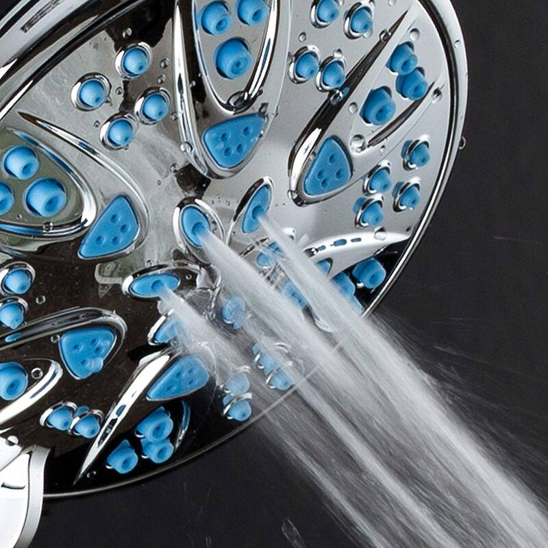 AquaDance Blue Antimicrobial High Pressure 6 Setting Shower Head