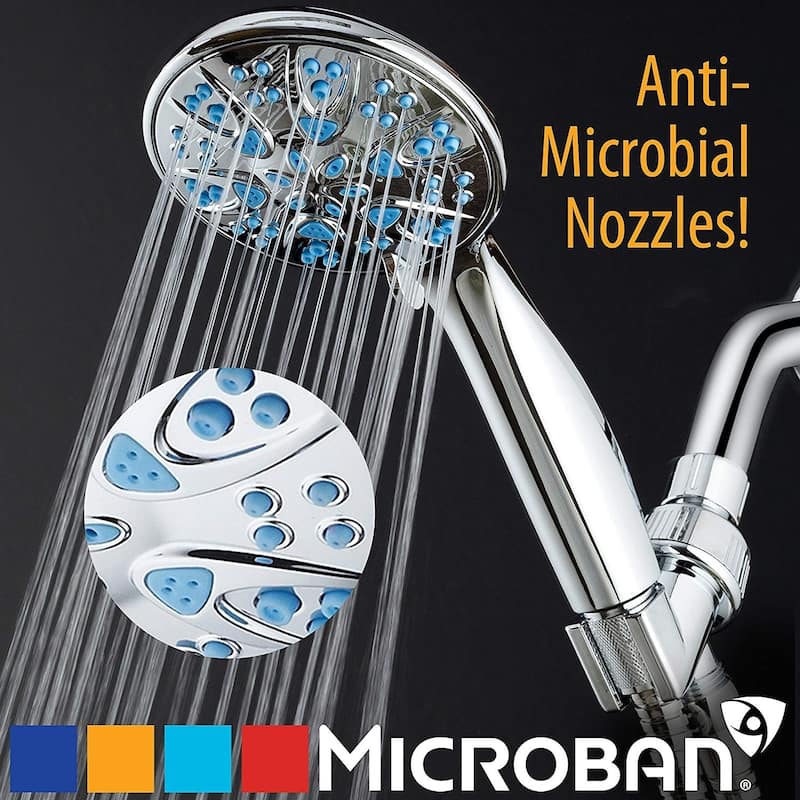 AquaDance Microban Blue Antimicrobial 6 Setting 4 inch Hand Shower