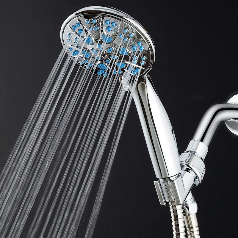 AquaDance Microban Blue Antimicrobial 6 Setting 4 inch Hand Shower - Silver