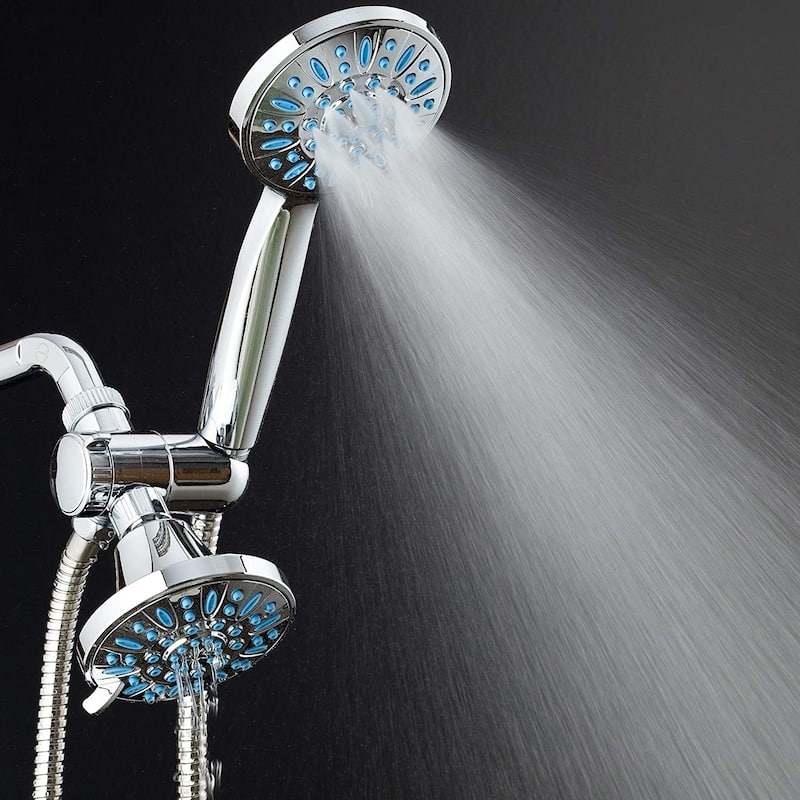 Microban Antimicrobial/Anti-Clog 30 Setting Shower Combo Aqua Blue