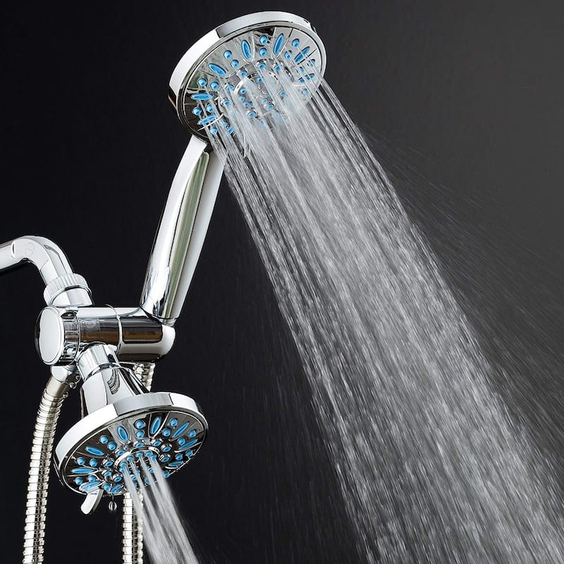 Microban Antimicrobial/Anti-Clog 30 Setting Shower Combo Aqua Blue