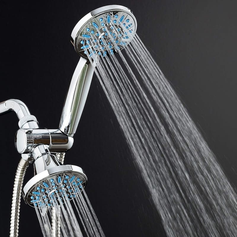 Microban Antimicrobial/Anti-Clog 30 Setting Shower Combo Aqua Blue