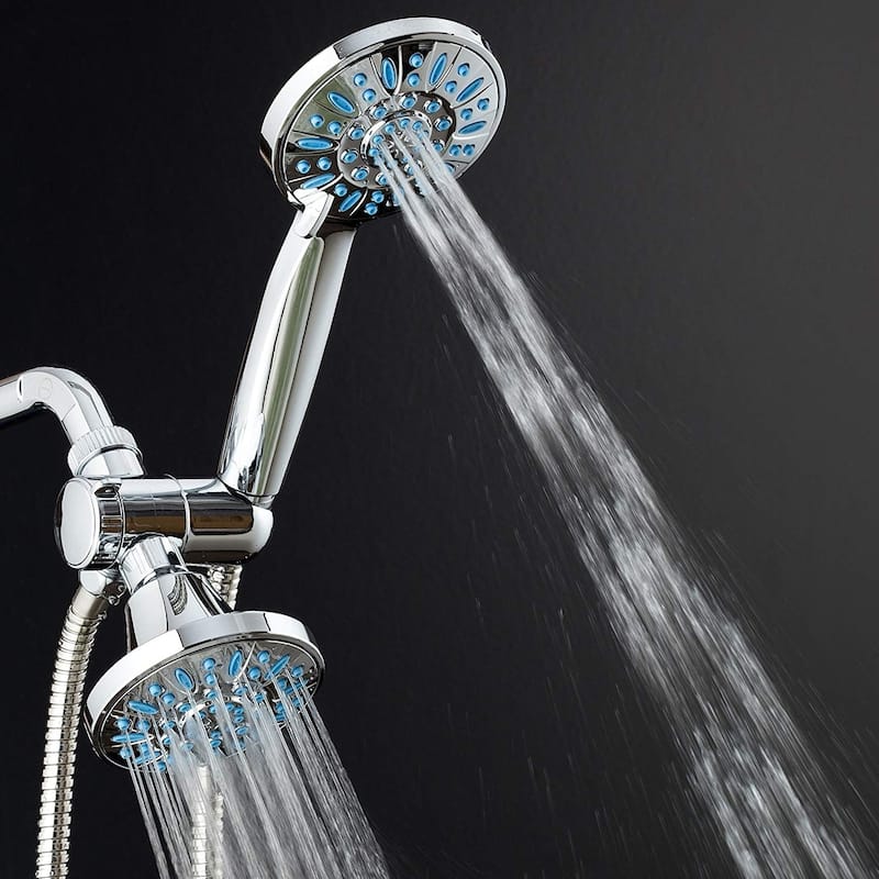 Microban Antimicrobial/Anti-Clog 30 Setting Shower Combo Aqua Blue