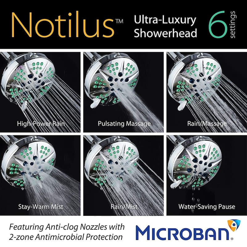 NOTILUS All Chrome Finish Antimicrobial 4.3 inch Shower Head