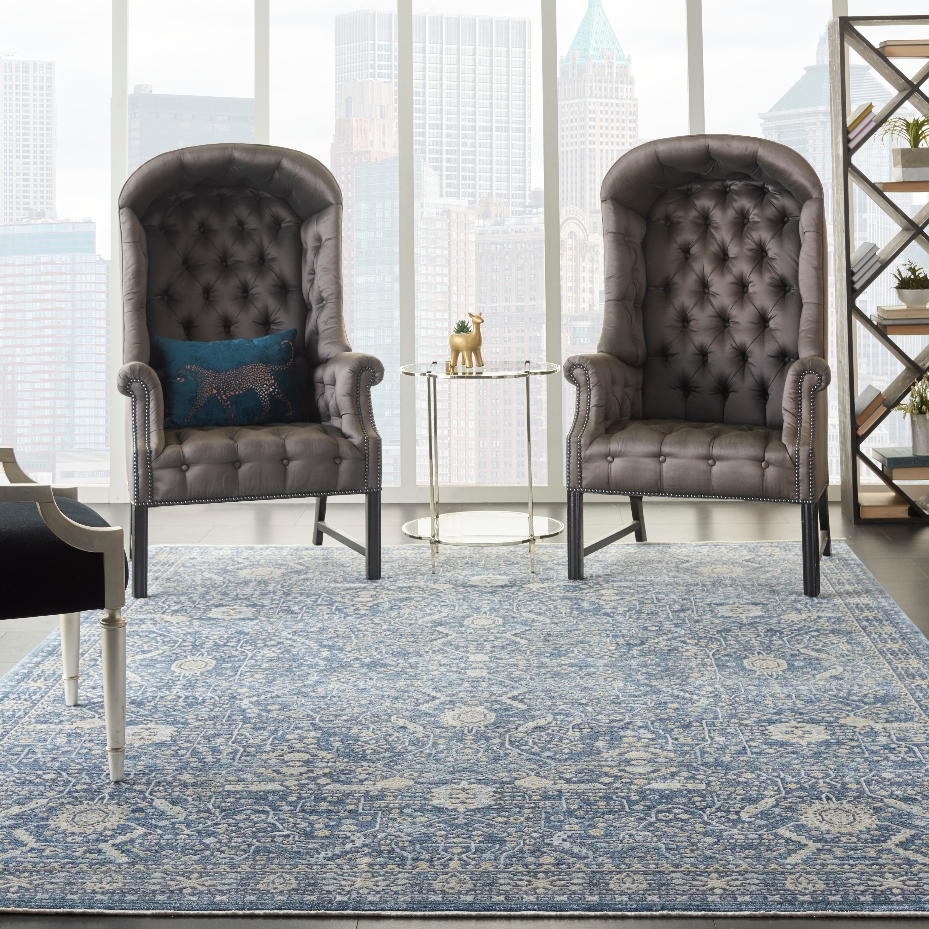 Nourison Silken Weave Floral Border Area Rug