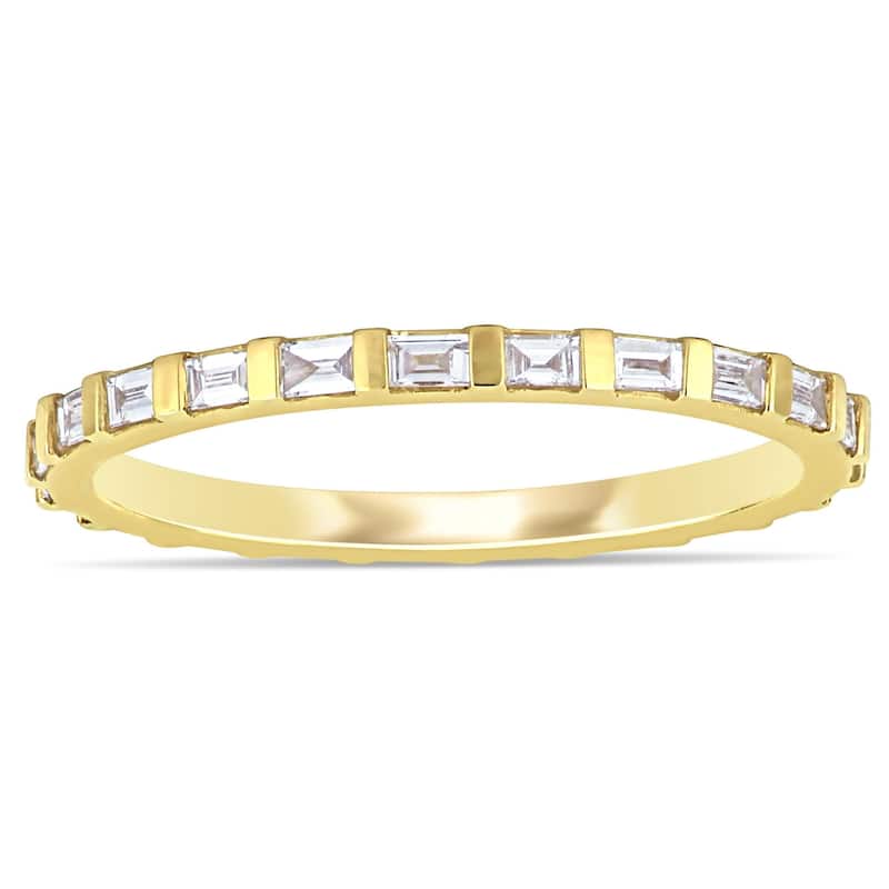 Miadora 14k Yellow Gold 2/5ct TDW Parallel Baguette-Cut Diamond Full Eternity Band