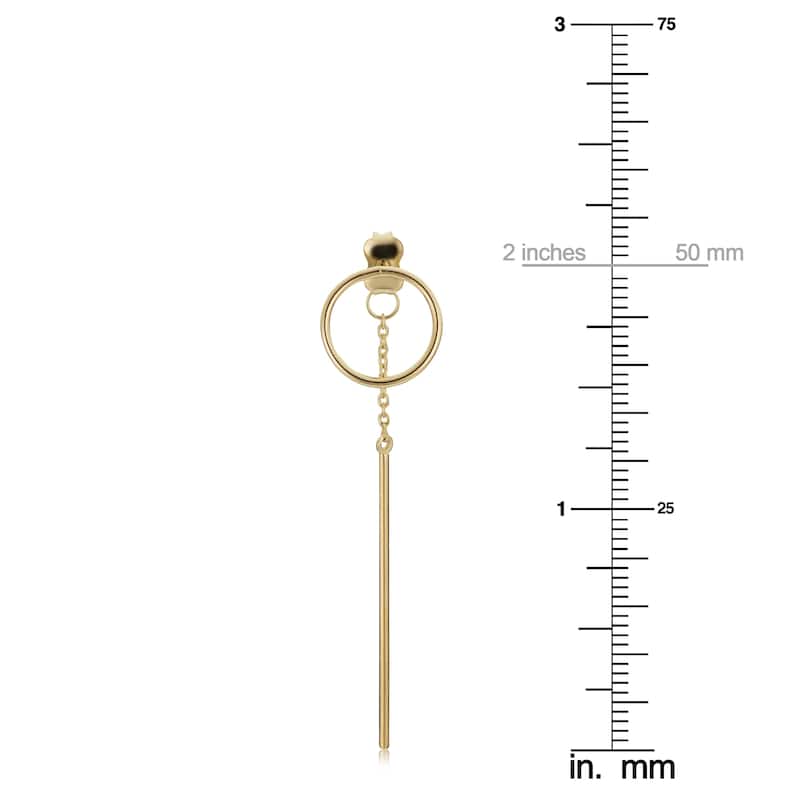 14k Yellow Gold Hoop Bar Front-back Dangle Earrings