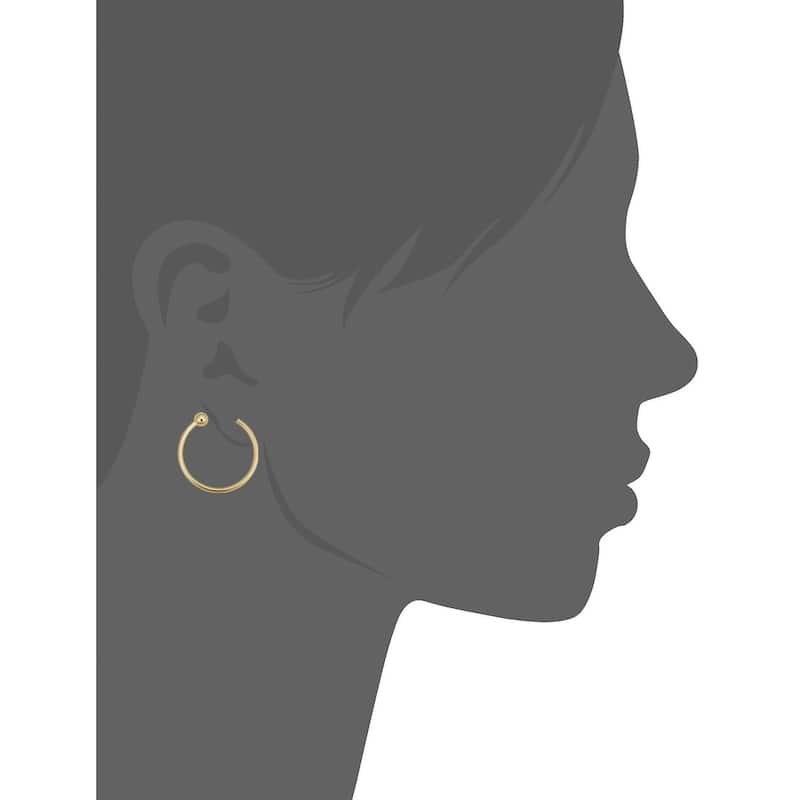 14k Yellow Gold Open Hoop with Half Bead Ending Stud Earrings