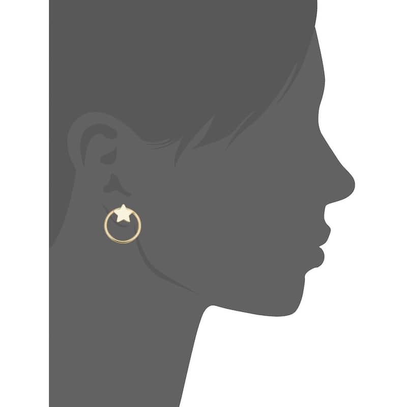 14k Yellow Gold Star and Moon Mismatched Asymmetrical Stud Earrings
