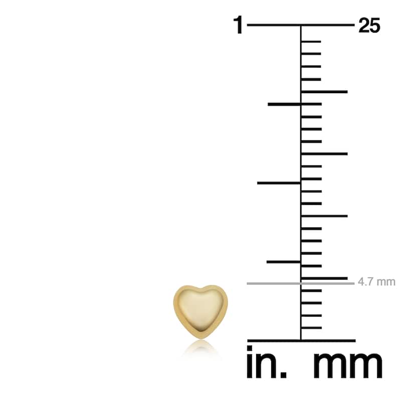 14k Yellow Gold Puffed Heart Stud Minimalist Earrings