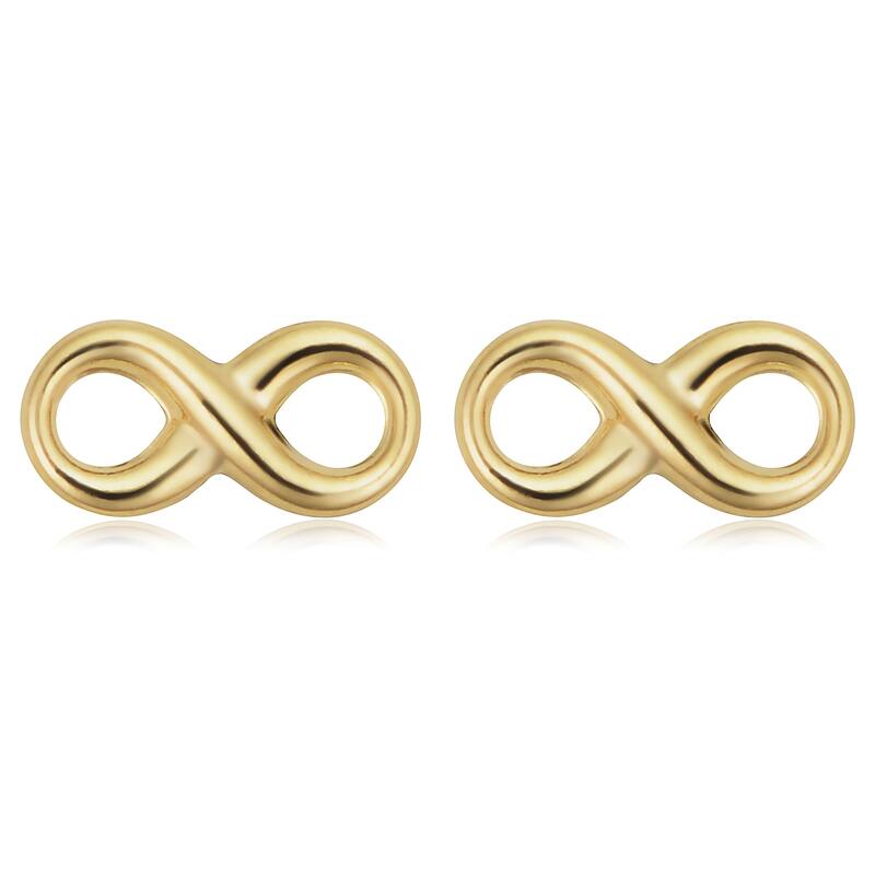 14k Yellow Gold Infinity Stud Minimalist Earrings
