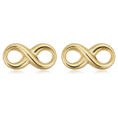 14k Yellow Gold Infinity Stud Minimalist Earrings