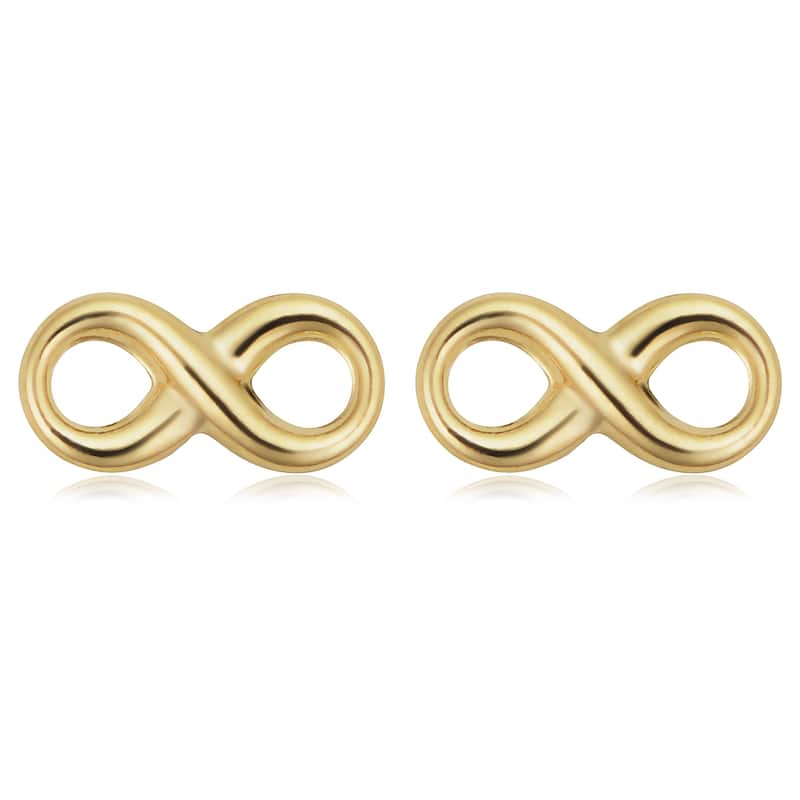 14k Yellow Gold Infinity Stud Minimalist Earrings