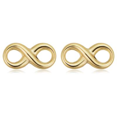 14k Yellow Gold Infinity Stud Minimalist Earrings