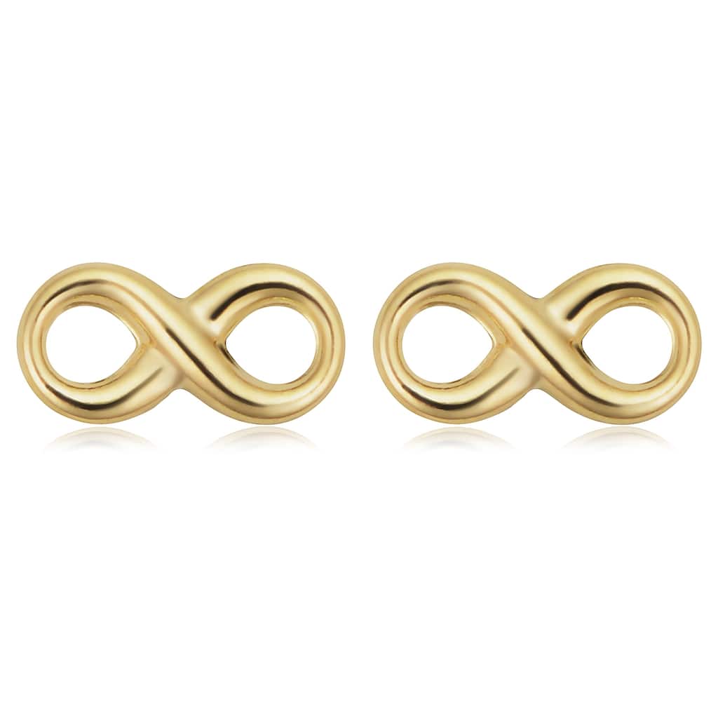 14k Yellow Gold Infinity Stud Minimalist Earrings