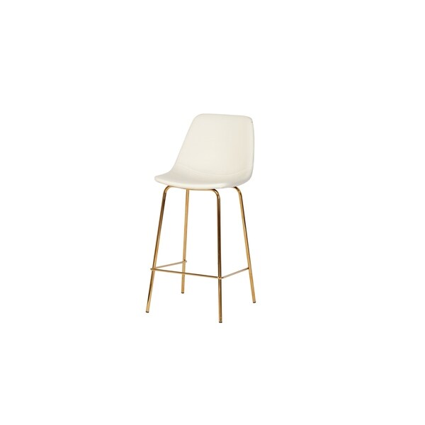 Shop Silver Orchid Terry Handmade White Leather Gold Counter Stool On