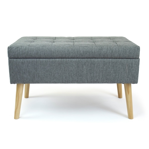 Humble Crew Brooklyn 32" Rectangular Gray Storage Fabric Ottoman Bench