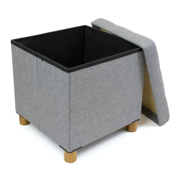 Humble Crew Collapsible Cube Storage Ottoman Foot Stool with Tray Bed