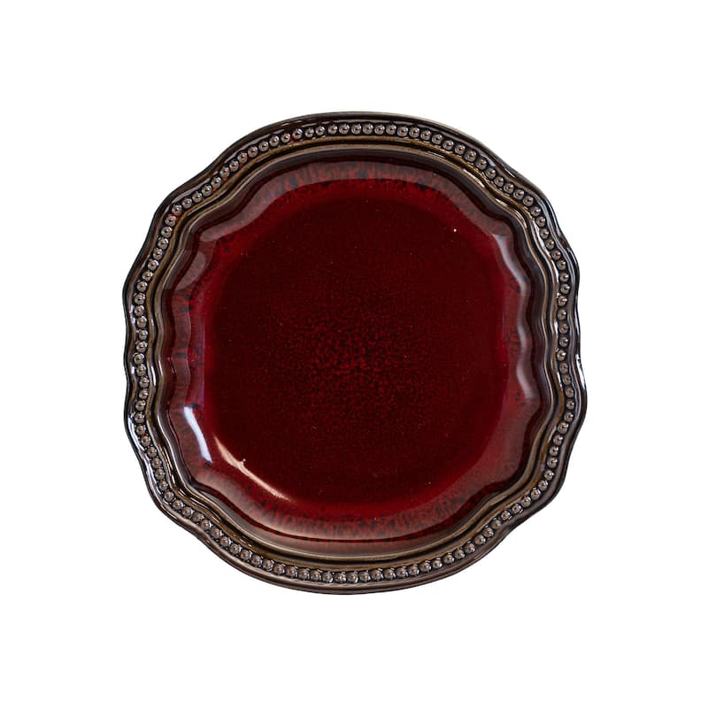 Elama Regency 16 Piece Stoneware Dinnerware Set in Red