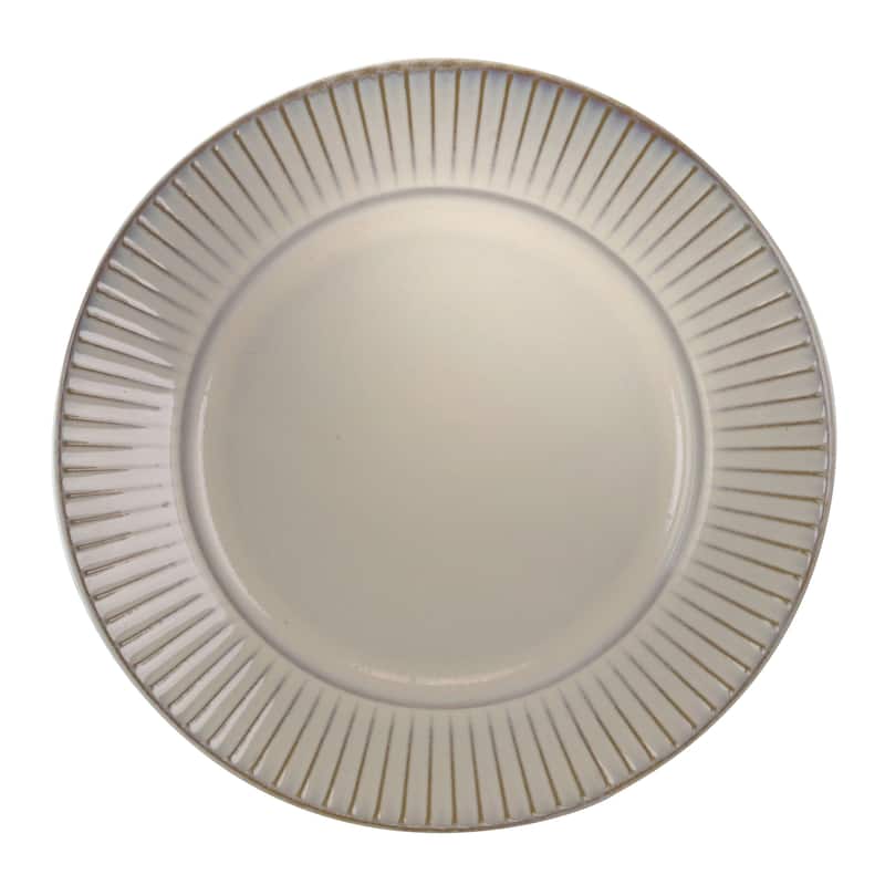 Elama Market Finds 16 Piece Stoneware Dinnerware Set in Embossed White