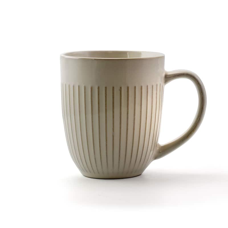 Elama Market Finds 16 Piece Stoneware Dinnerware Set in Embossed White