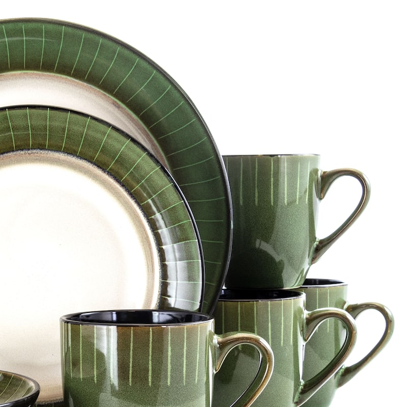Elama Grand Jade 16 Piece Stoneware Dinnerware Set