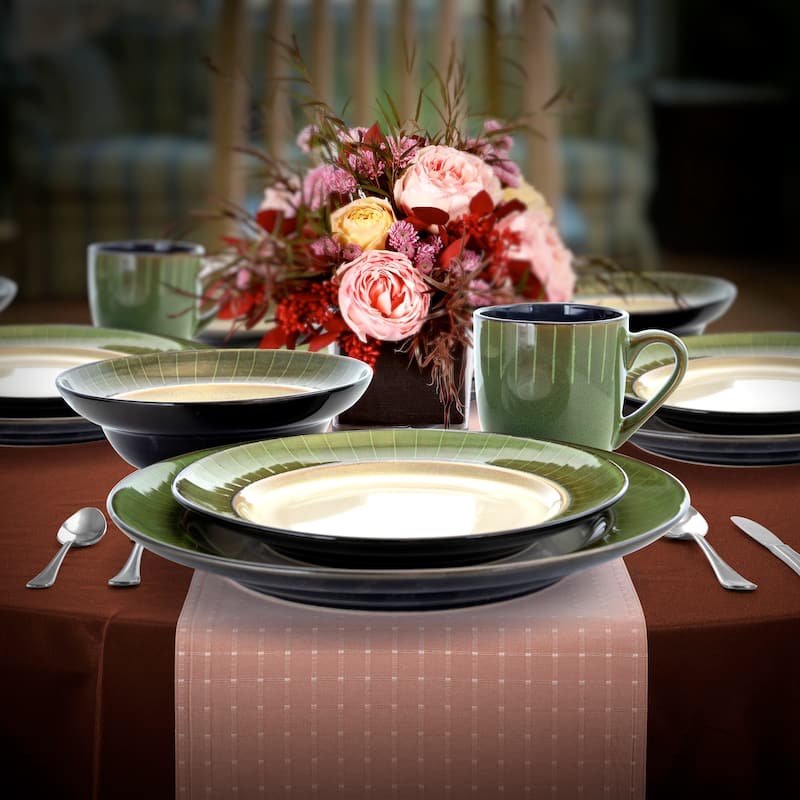 Elama Grand Jade 16 Piece Stoneware Dinnerware Set