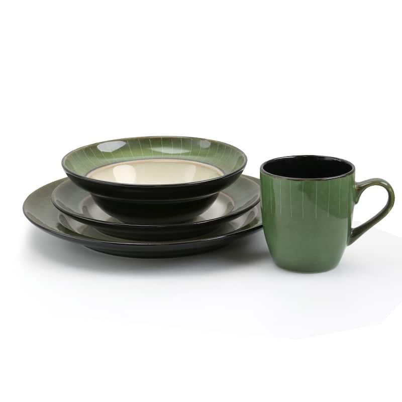 Elama Grand Jade 16 Piece Stoneware Dinnerware Set
