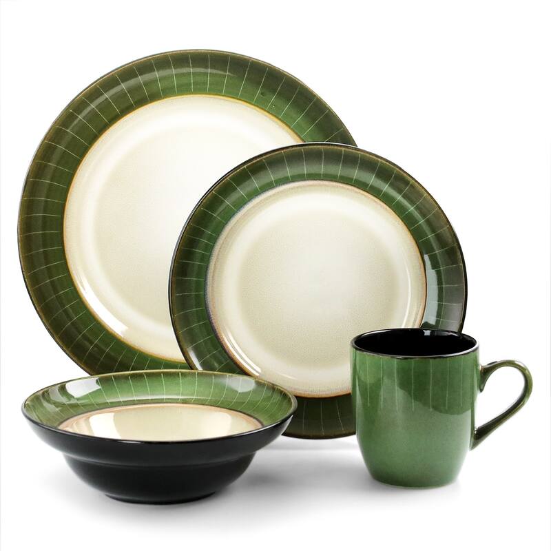 Elama Grand Jade 16 Piece Stoneware Dinnerware Set