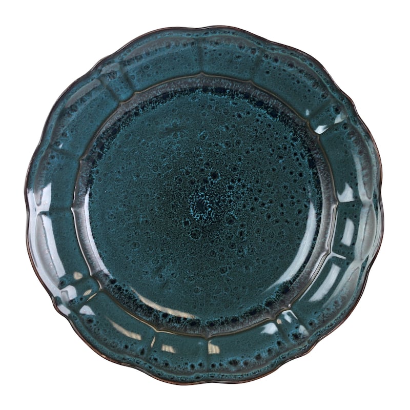 Elama Lavish Blue 16 Piece Round Stoneware Dinnerware Set in Blue